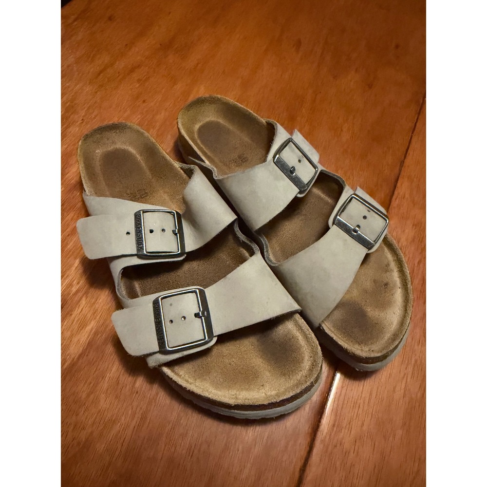Birkenstock Arizona Stone Gray Nubuck Leather Sandals EU 40 Womens 9-9.5